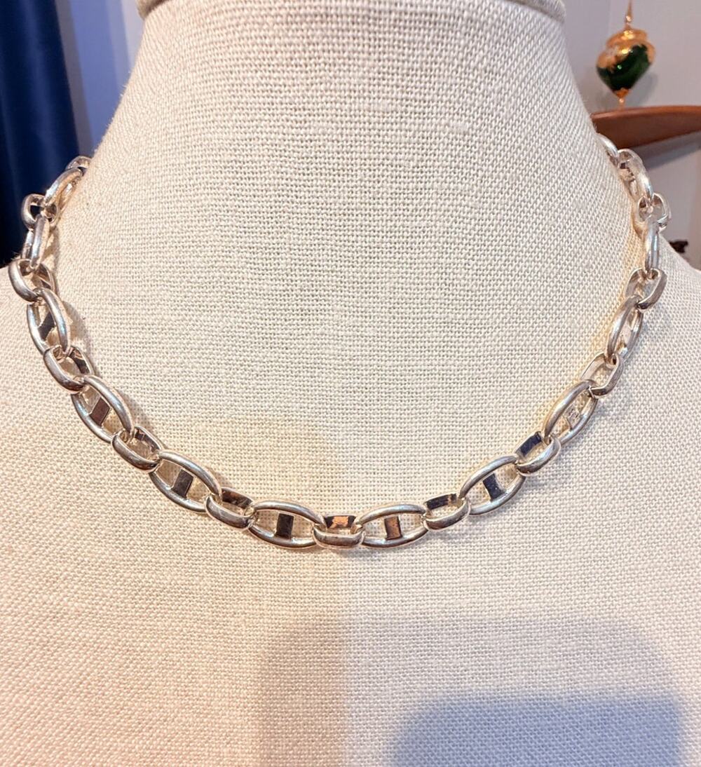 Vintage Silver Tone Mariner Link Necklace 16” + 3” Extender